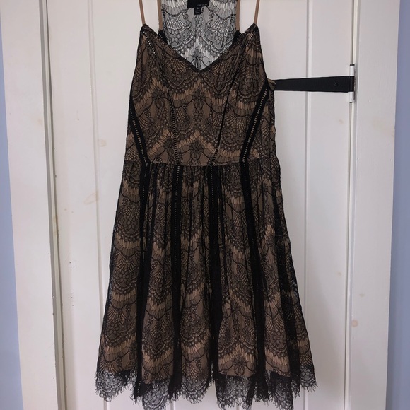 GREYLIN Lit Boutique Black/Tan Fit and Flare Dress - Picture 1 of 2